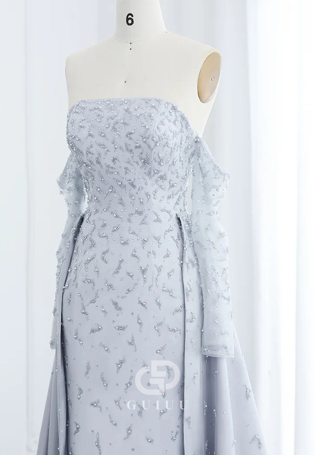 Elegant Long Sleeves Off-Shoulder Sequins Corset Evening Dress