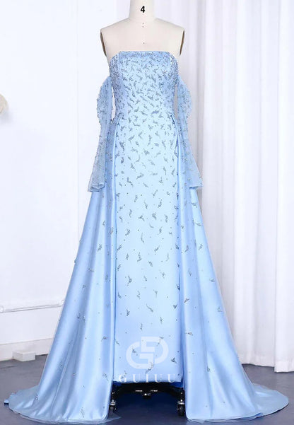Elegant Long Sleeves Off-Shoulder Sequins Corset Evening Dress
