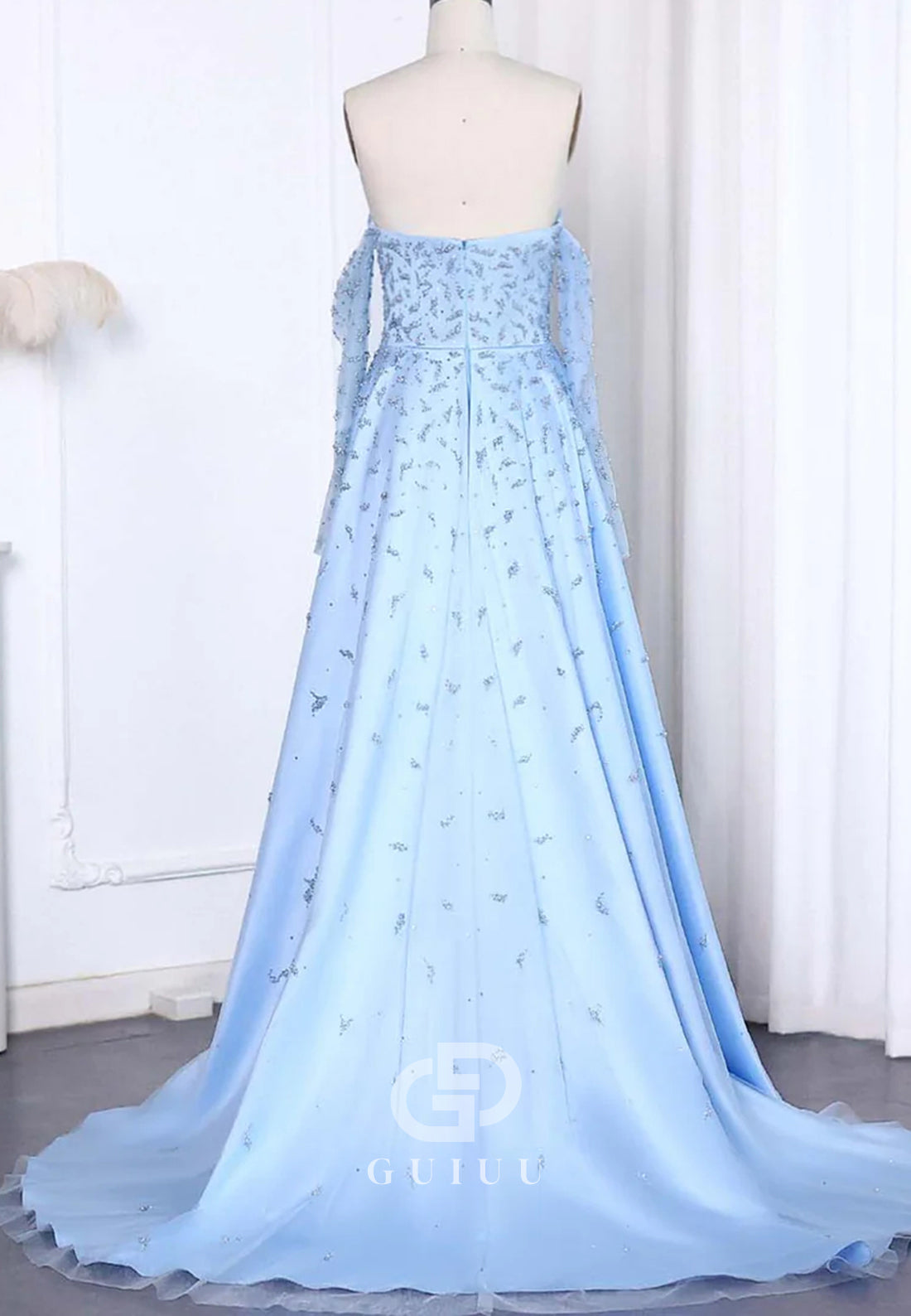 Elegant Long Sleeves Off-Shoulder Sequins Corset Evening Dress