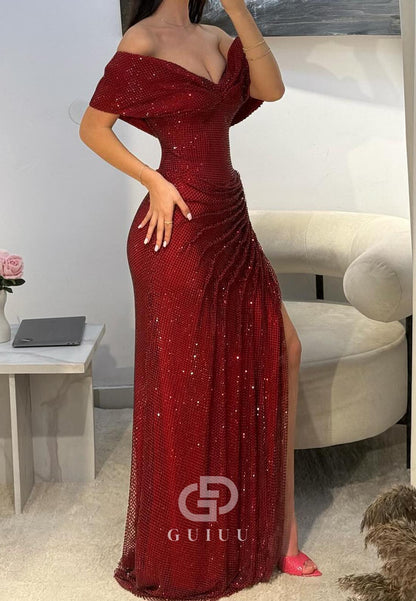 Red Off-Shoulder Corset Floor-Length Prom Dress