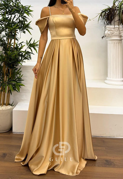 A-Line Spaghetti Straps Empire-Waist Evening Dress