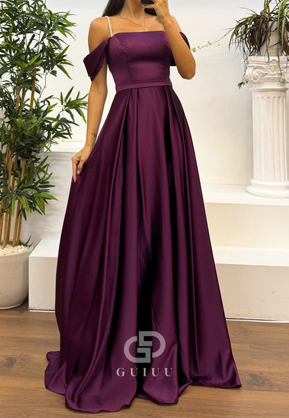 A-Line Spaghetti Straps Empire-Waist Evening Dress