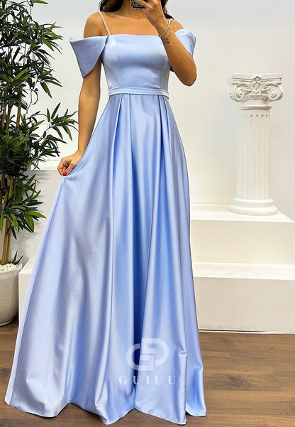 A-Line Spaghetti Straps Empire-Waist Evening Dress