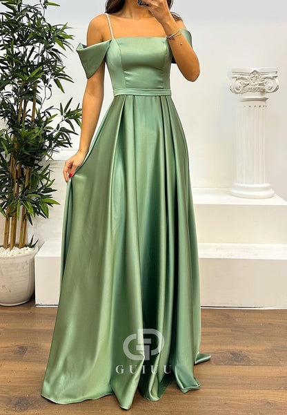 A-Line Spaghetti Straps Empire-Waist Evening Dress