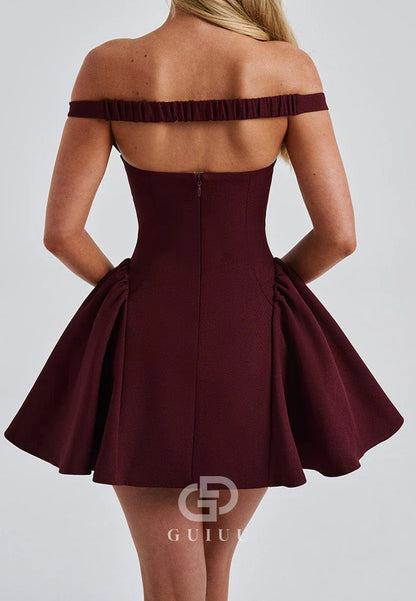 Burgundy V-Neck Sleeveless A-Line Homecoming Dress