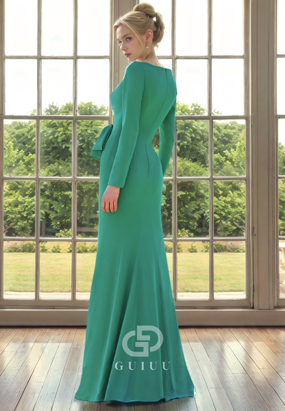 Sheath Scoop Neck Long Sleeveless Ruffles Back Zipper Mother of Bride Dress