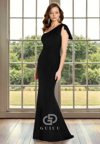 Sheath One Shoulder Sleeveless Back Zipper Long Mother of Bride Dress