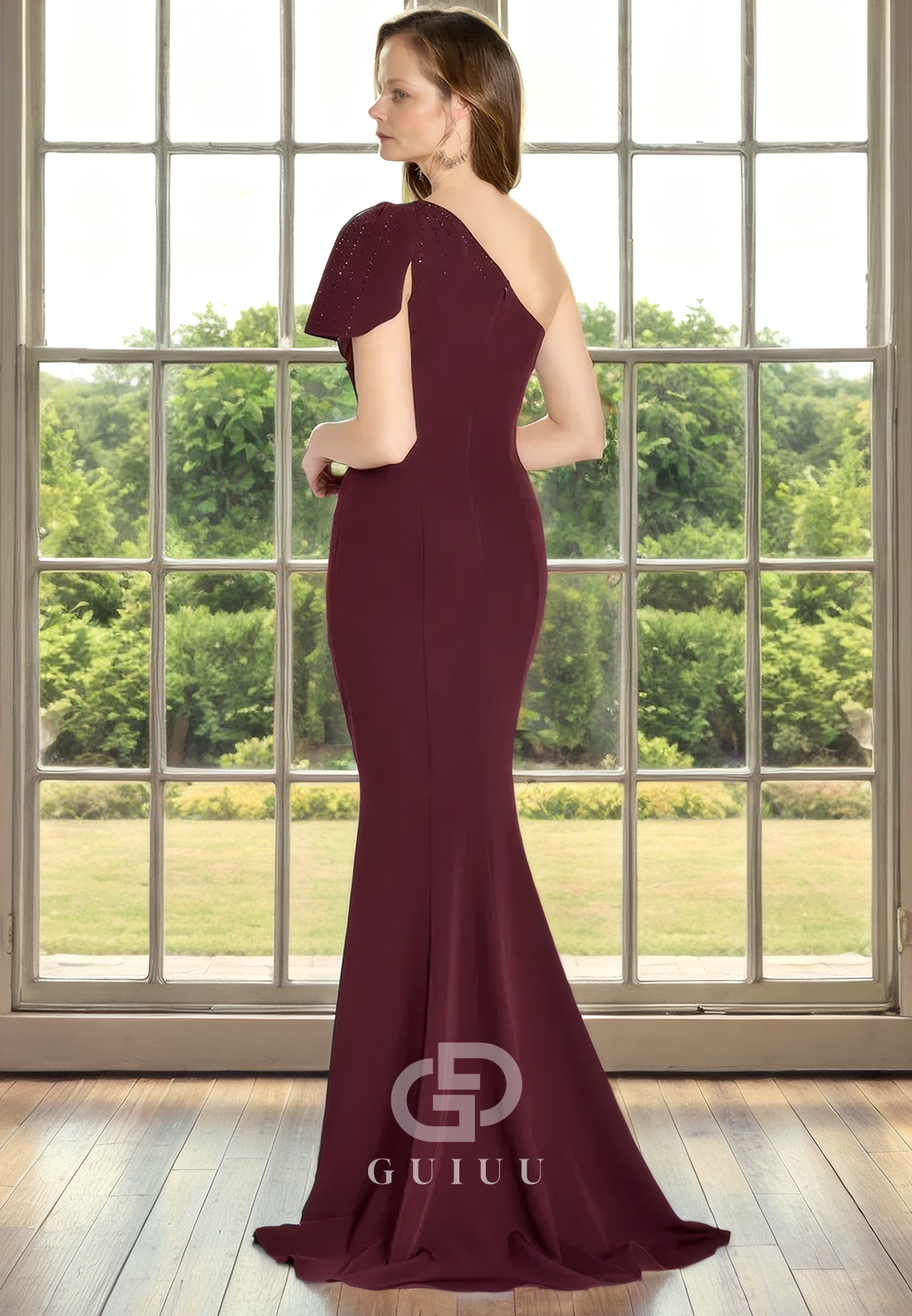 Sheath One Shoulder Sleeveless Back Zipper Long Mother of Bride Dress