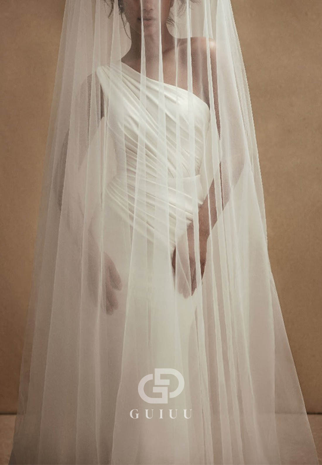 A-Line One Shoulder Sleeveless Detachable Matte Satin Wedding Dress