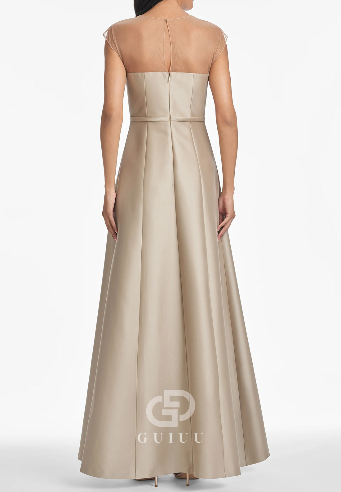 A-Line Sleeveless Scoop Appliques Empire-Waist Mother of the Bride Dress