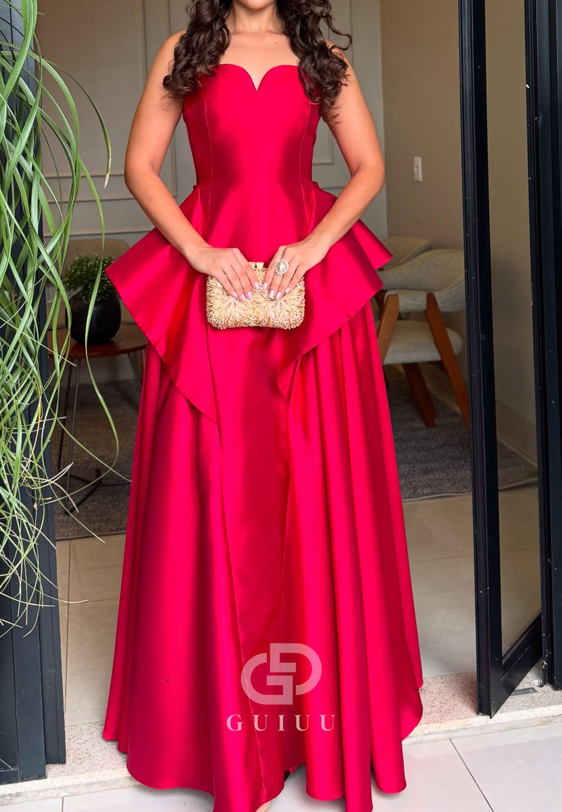 A-Line Strapless Sleeveless Corset Evening Dress