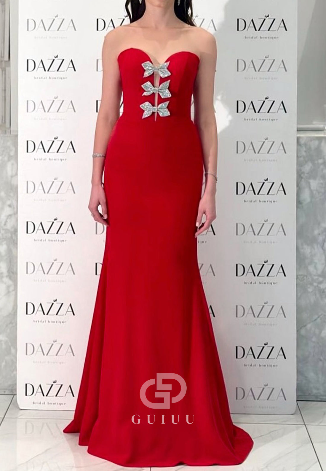 A-Line Strapless Sleeveless Corset Satin Evening Dress