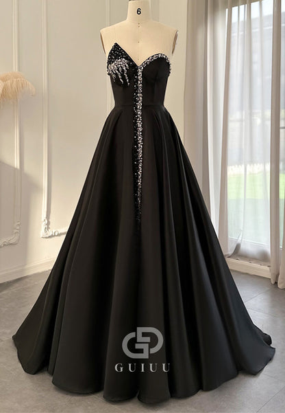 A-Line Strapless Sleeveless Empire-Waist Evening Dress