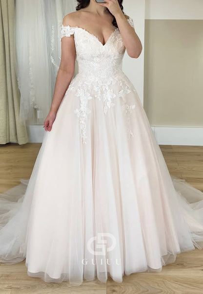 A-Line Sweetheart Sleeveless Appliques Lace Wedding Dress