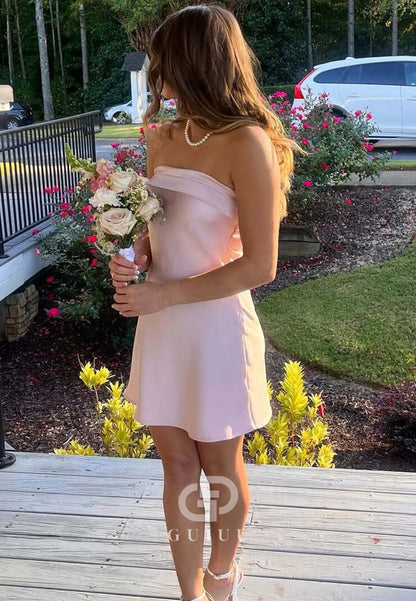 A Line Strapless Mini Homecoming Party Dress