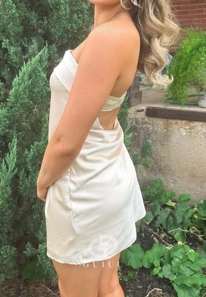 A Line Strapless Mini Homecoming Party Dress