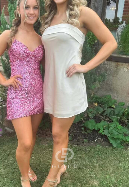 A Line Strapless Mini Homecoming Party Dress