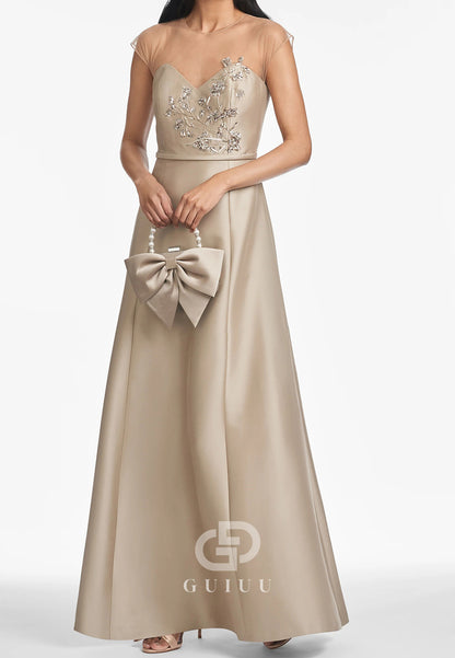 A-Line Sleeveless Scoop Appliques Empire-Waist Mother of the Bride Dress