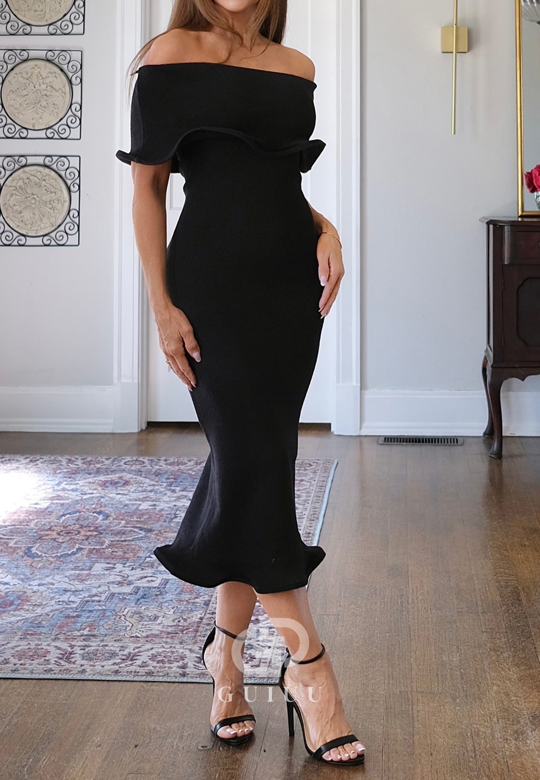 Black Off-Shoulder Corset Mermaid Evening Dress