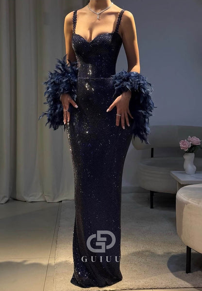 Black Spaghetti Strapless Sequins Ruched  Prom Dress