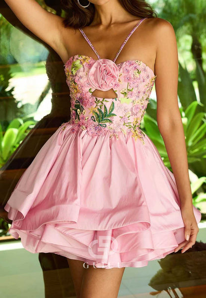 Blushing Pink Halter Sleeveless Satin Homecoming Dress
