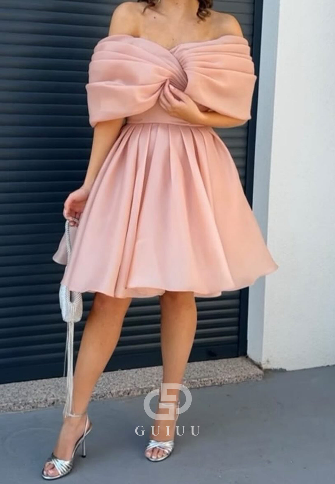 Blushing Pink Off-Shoulder Sleeveless A-Line Homecoming Dress
