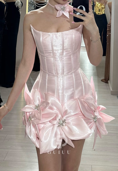 Blushing Pink Scoop Sleeveless Feathers Homecoming Dress