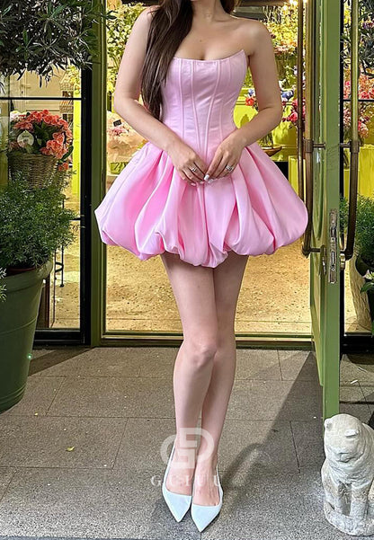 Blushing Pink Strapless Sleeveless Mini Homecoming Dress