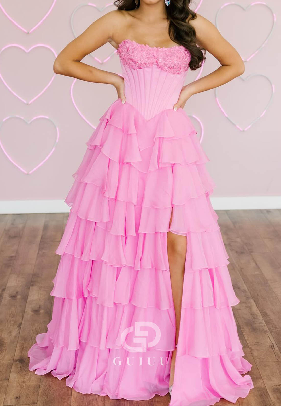Blushing Pink Sweetheart Sleeveless Ruffles Slit  Prom Dress