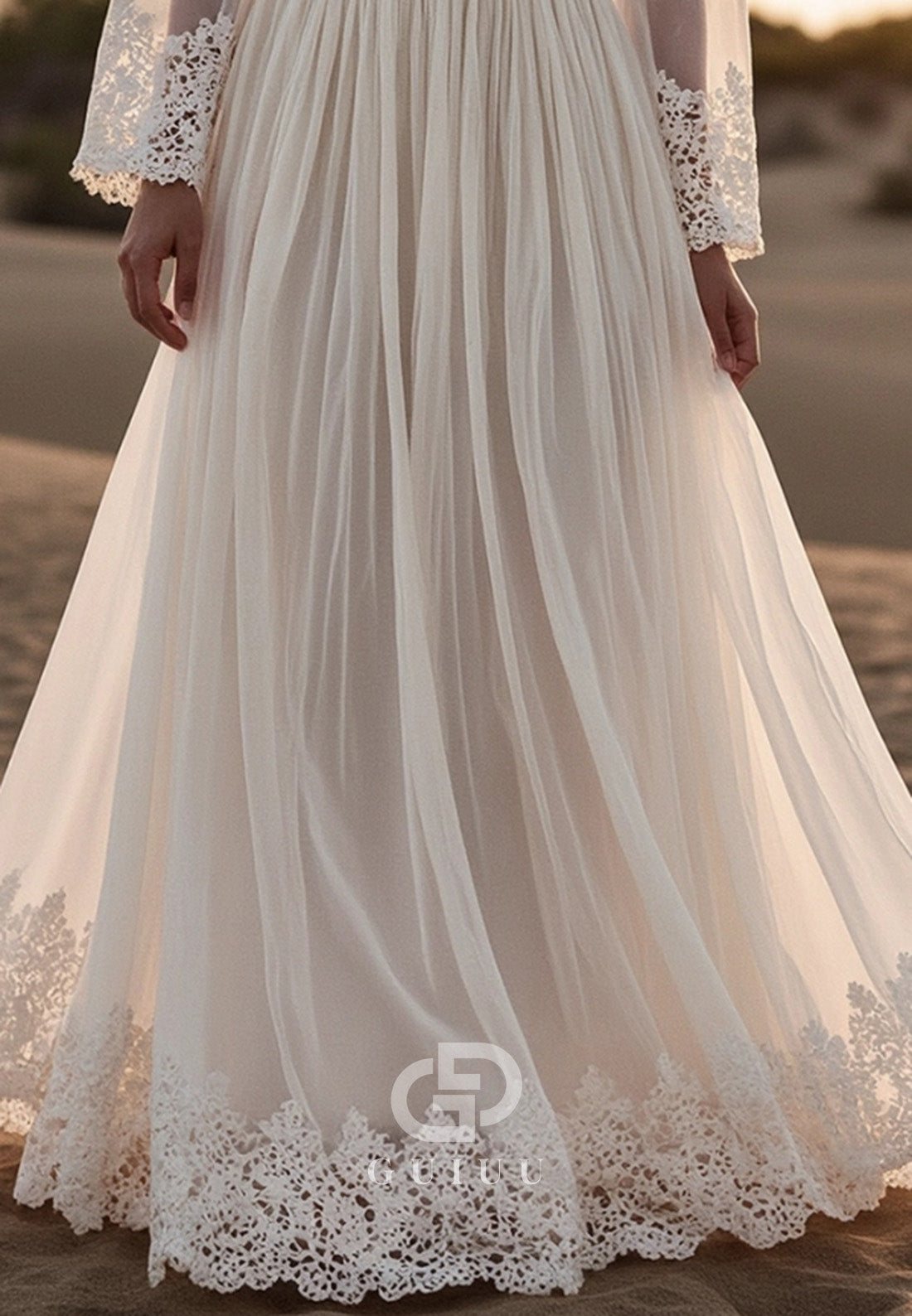 Bohemian Lace Dress White Deep V-Neck Wedding Dress