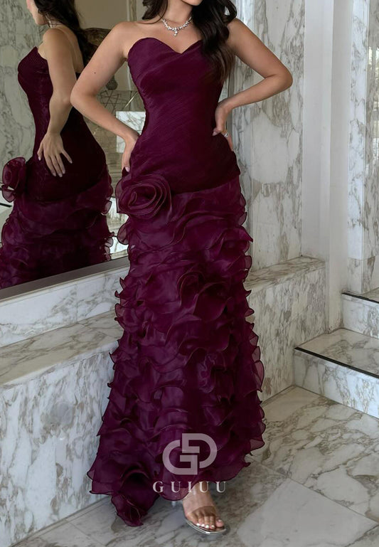 Orchid A-Line Strapless Sleeveless Ruffles Evening Dress