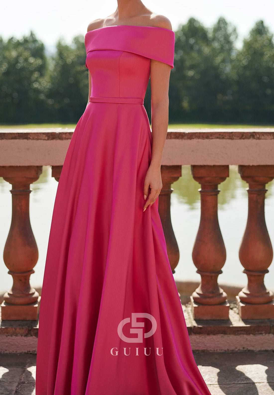 Candy Pink Short Sleeves Scoop Backless A-Line Mother of the Bride Dress