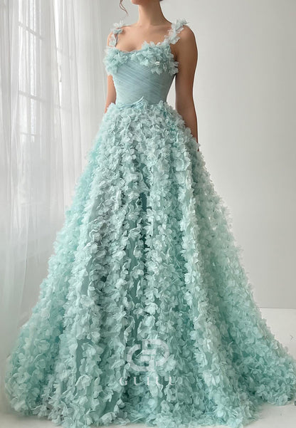 Caribbean Spaghetti Straps Sweetheart Appliques Prom Dress