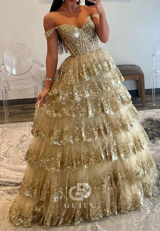 Champagne Sleeveless Strapless Ruffles Prom Dress