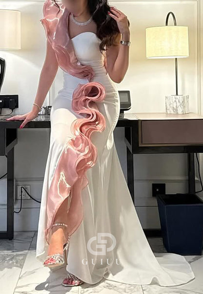 Chamring A-Line Sleeveless Strapless Ruffles A-Line Evening Dress