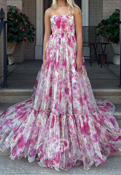 Charming A-Line Sleeveeless Strapless Bowknot Prom Dress