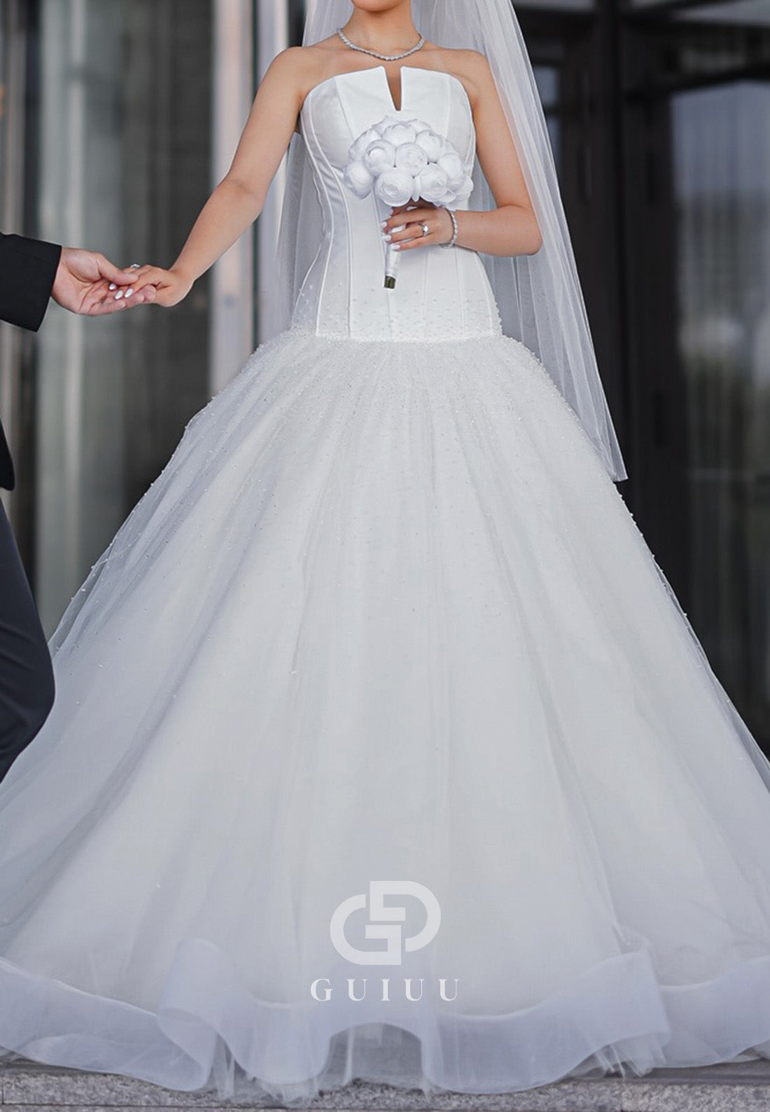 Charming A-Line Sleeveless Strapless Mermaid Wedding Dress