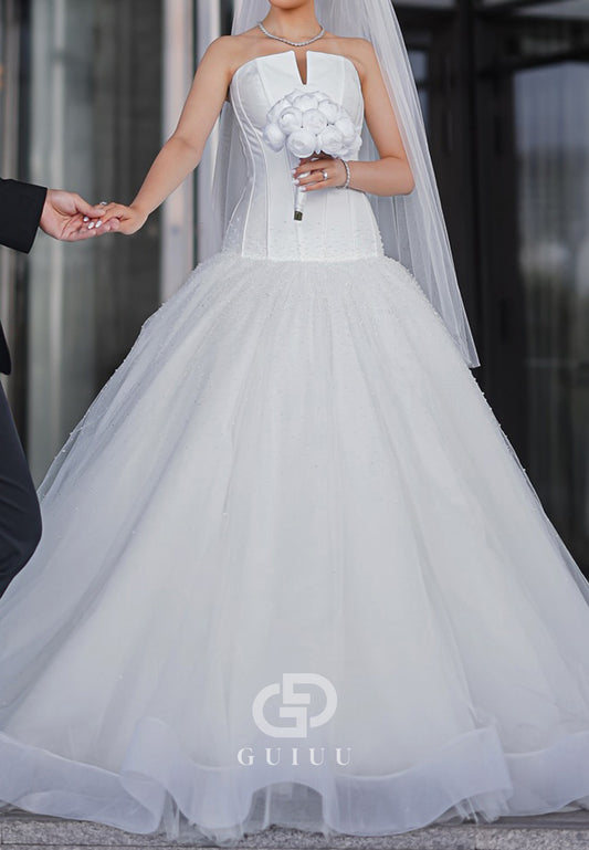 Charming A-Line Sleeveless Strapless Mermaid Wedding Dress