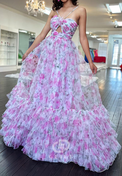 Charming A-Line Spaghetti Straps Sweetheart Chiffon Prom Dress