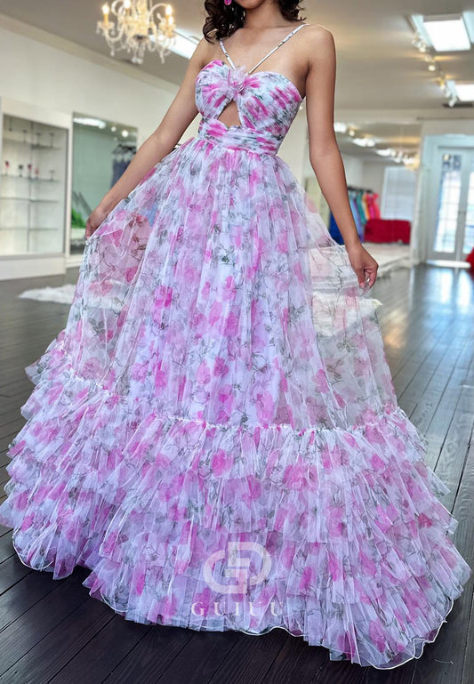 Charming A-Line Spaghetti Straps Sweetheart Chiffon Prom Dress