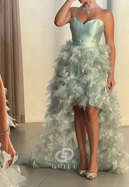 Charming A-Line Strapless Sleeveless Ruffles Homecoming Dress