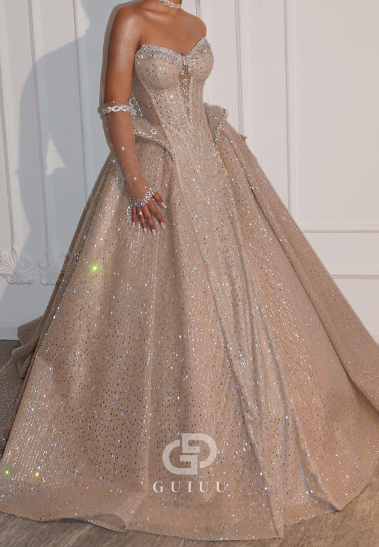 Charming A-Line Sweetheart Sleeveless Sequins Evening Dress