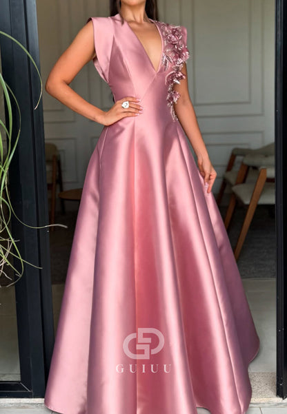 Charming A-Line V-Neck Appliques Corset Mother of the Bride Dress