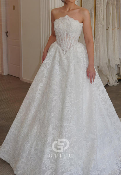 Charming Sleeveless Strapless Corset Tulle Wedding Dress