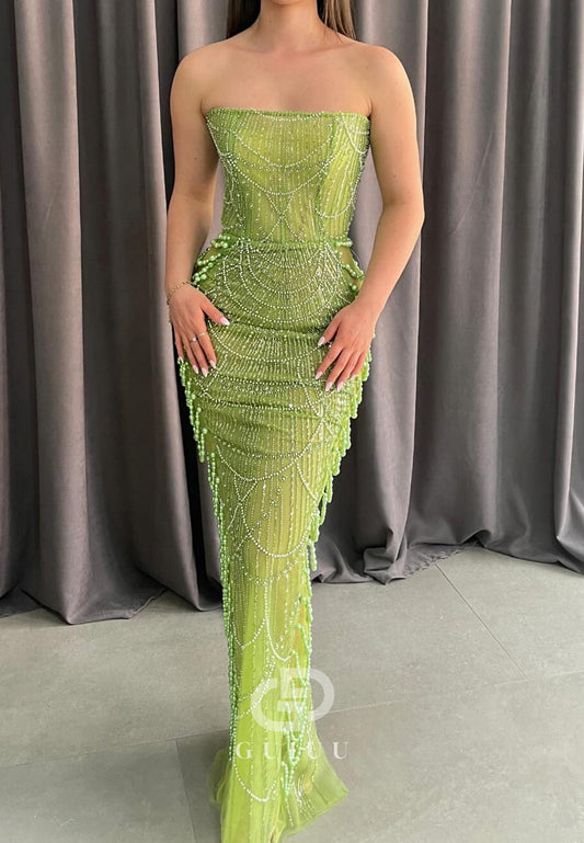 Charming Sleeveless Strapless Sequins Sheath  Evening Dress