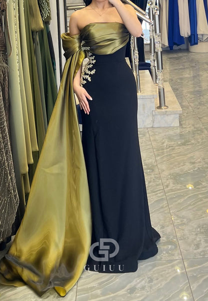 Charming Strapless Sleeveless Beads Evening Dress