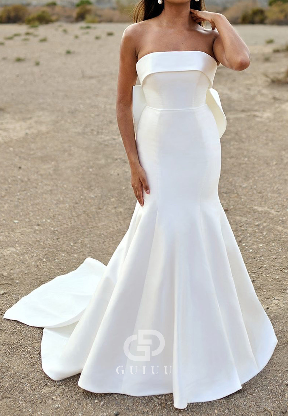 Charming Strapless Sleeveless Bowknot Wedding Dress