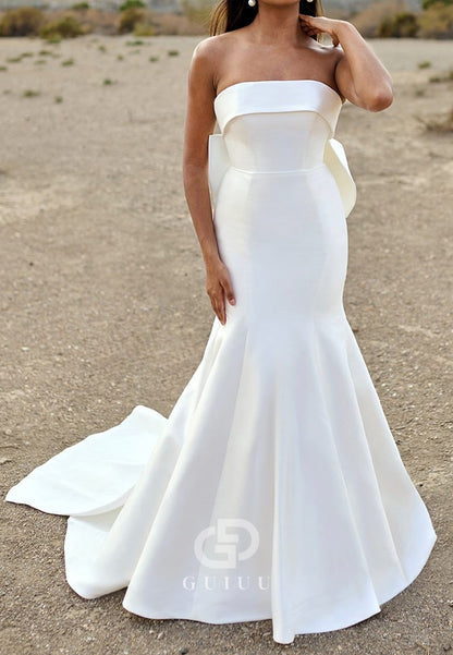 Charming Strapless Sleeveless Bowknot Wedding Dress