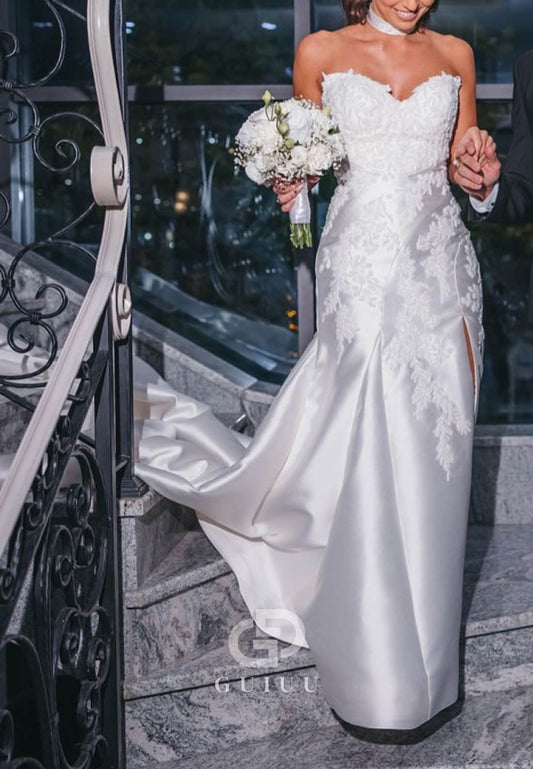 Charming Sweetheart Sleeveless Satin Wedding Dress