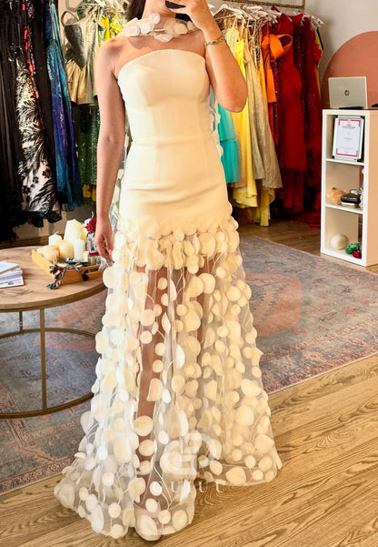 Daffodil A-Line Appliques Sleeveless Strapless Prom Dress